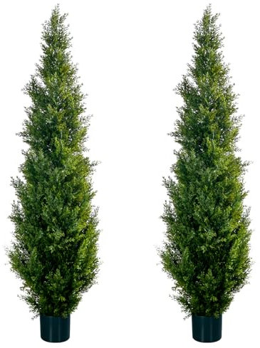 Leflos Albero di cedro artificiale, finto Cipresso di 150 cm, albero di cipresso artificiale per soggiorno, ufficio, festival e feste, 2 pz.