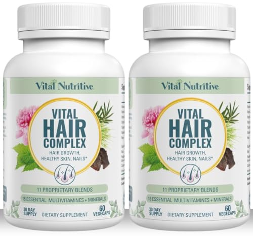 Vital Hair Complex -Hair Growth Vitamins for Women and Men -Biotin & Vitamin B -Hair Growth Supplement for Healthy Hair Skin & Nails -Hormone & Gluten Free -Hair Vitamins for Women