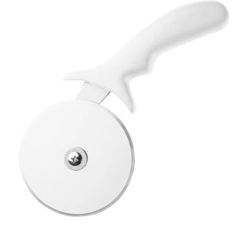 Hygiplas Pizza Wheel White 4 - Sharp Blade For Cutting Crusts, Pies, Built-In Hand Guard for Safety FX133