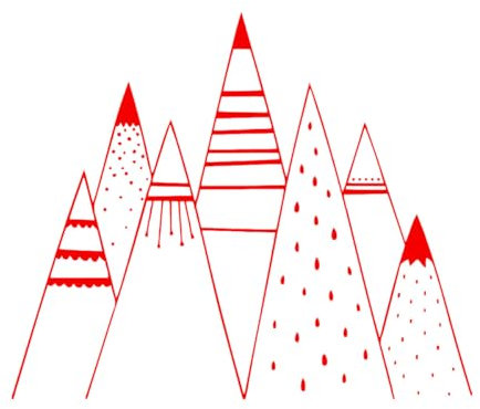 Handzeichnung Berge Muster Wandtattoo Nordic Mountain Rang Vinyl Wandaufkleber Babyzimmer Wandbilder Berge Aufkleber-XL-115x138cm-Red