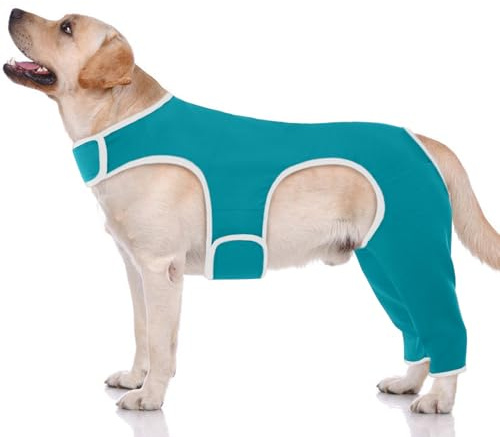 Hjyokuso Combinaison De Convalescence pour Chiens - Body Chien Post Opératoire Femelle/Mâle, avec Pattes Arrière, Anti Léchage, Alternative à la Collerette