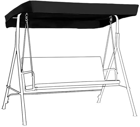 Gardenista Garden Swing Canopy Replacement | Water Resistant | Only For Outdoor Seat Hammock | Great for Sun Shade | 3 Seater (Only Canopy) (Black)