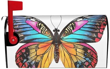 Colorful Butterfly Print Mailbox Cover Durable Oxford Cloth for American Standard & Large Size Mailboxes