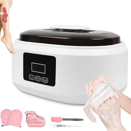 Riscaldatore for cera di paraffina, controllo della temperatura a due velocità, commutazione alta e bassa, bagno di paraffina a fusione rapida di grande capacità da 3500 ml, display della temperatura,