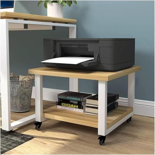 Under Desk Rolling Printer Stand, 2-Tier Mobile Printer Cart with Wheels, Storage Shelf for Mini 3D Printer, Home Office Work Cart
