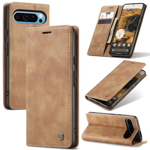 Azororo Handyhülle für Google Pixel 10 Pro XL 5G Hülle Premium Lederhülle Flip Case Magnet Tascher Kartenfach Standfunktion Klapphülle Schutzhülle für Google Pixel 10 Pro XL, Braun