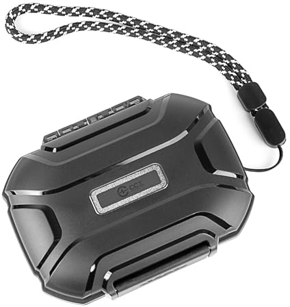 CCZ ZC01 Étui pour écouteurs, portable, petit étui avec dragonne en nylon, boîte de rangement multifonction étanche en polycarbonate pour appareil auditif, IEM, écouteurs, bijoux, accessoires