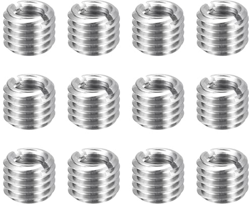 sourcing map Lot de 12 inserts de réparation de filetage M12 x 1,75 mâle vers filetage femelle M8 x 1,25 8 mm de long en acier inoxydable, manchons autotaraudeuses métriques, réducteurs filetés