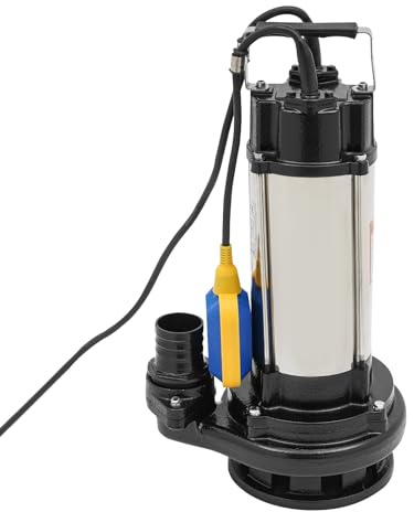 Pompa acque scure, 1500 W, 36000 L/H, pompa sommersa per acque reflue, con interruttore a galleggiante, in acciaio inox, pompa per feci con interruttore a galleggiante, pompa con trituratore