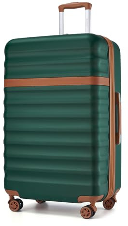 KONO Valigia Grande 23 kg Trolley Espandibile 75cm ABS+PC, Verde/Marrone