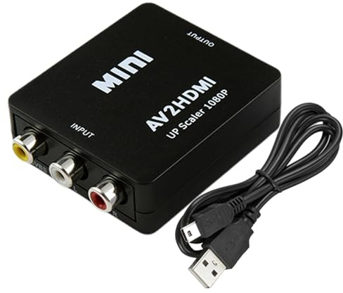 Bansusu RCA to HDMI Converter, 1080P Mini AV to HDMI Adapter, 1Pc | Plug and Play, No Additional Drivers Required, Stable Output, Supports PAL/NTSC for PS1 PS2 SNES Wii N64 VHS VCR DVD Player
