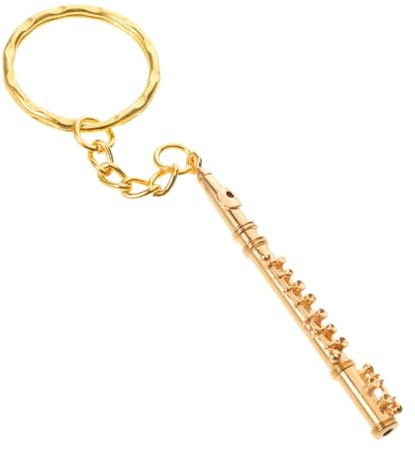 DEARMAMY Portachiavi Forma di Flauto in Metallo Accessorio Musicale Retrò Ciondolo Elegante per Chiavi Borse e Zaini