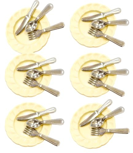 Hangsu Simulation Miniature Ustensiles Lot de 6 Couverts Modèle Figure 1/12 Maison de Poupée Décoration Cuisine Scène Accessoires Maison de Poupée Miniature Couverts