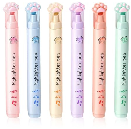 MUNZE Surligneur 6 Pièces Standard Pattes De Chat Stylo Pastel Multicolore