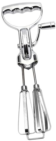 TAIZhiChen Batteur à Œufs Manuel, Batteur à Main Double Tête en INOX, avec Manche ABS, Ooutil de Cuisine Portable, Fouet Rotatif Manuel pour Crème Chantilly, Blancs d'Œufs, Léger et Facile à Nettoyer