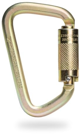 Malta Dynamics High Strength Steel Locking Carabiner 1PK – OSHA & ANSI Compliant Connector for Fall Protection Systems, 5,000 lb. Breaking Strength, 3,600 lb. Gate Rating, Heavy-Duty Carabiner Clip