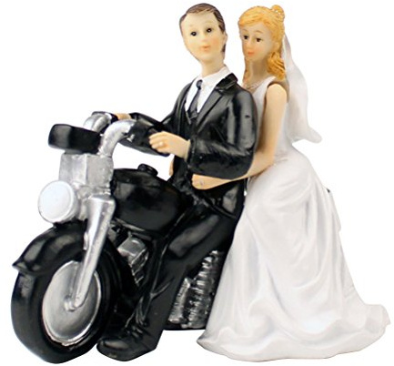 OULII Brautpaar als Tortendeko Hochzeitstorte Topper Tortenfigur Hochzeitspaar auf Motorrad