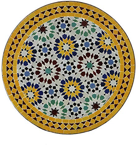 Casa Moro Medelhavsträdgårdsbord, marockanskt mosaikbord, M60-5, Ankabut-grönt, 60 cm diameter med järnram, handgjort i Marrakesh, balkongbord, sidobord eller bistrobord (MT2037)