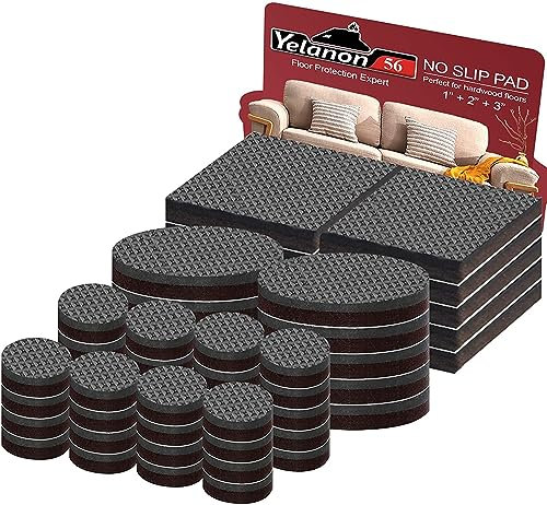 Yelanon Antirutsch Pads 56 Stück - Antirutsch Gummi Selbstklebend, Selbstklebend Möbelstopper für Fliesen, Holz und Laminatböden - für optimalen Bodenschutz und Kratzschutz