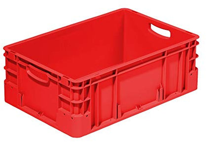 Die Boxfabrik GmbH Stapelbehälter im Euroformat 600x400x220 mm | Eurobehälter | Stapelbox | Transportkiste | Transportbehälter | Premium-Qualität Made in Germany Farbe rot