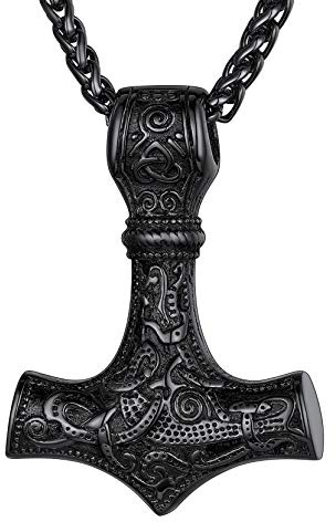 Richsteel Martillo Od n Colgante Nordico Vikingo, Collar 55cm Largo + 5cm Alargador, Caja de Regalo