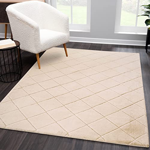 carpet city Matta med hög lugg, vadderad enfärgad – beige 160 x 230 cm, rektangulär – mjuk vardagsrumsmatta – 3D-utseende, hög djup effekt – moderna mattor sovrum