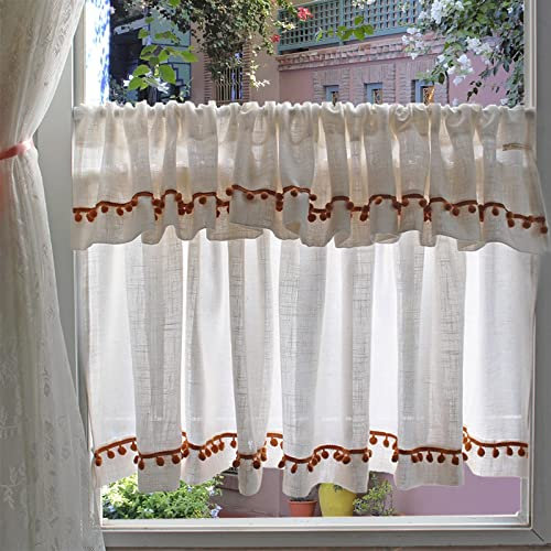 V3VOGUE Kurze Fenstervorhänge,Cafehausgardine,natürliches Leinen,bieten Etwas Privatsphäre,Scheibengardine,Für Wohnzimmer, Schlafzimmer, Küche, Schrank,Scheibengardienen (Size : W150xH80cm)