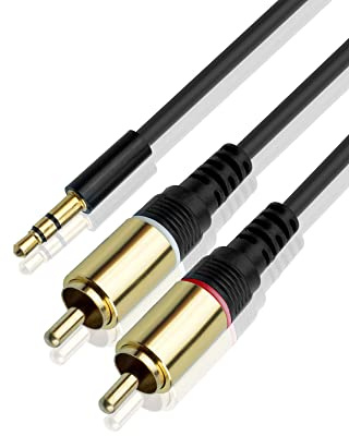 BRIEFCEC RCA zu 3,5 mm Audiokabel, 3,5 mm zu 2-Stecker RCA Adapterkabel Phono kabel Blei vergoldet Stereo y Splitter Audio Aux Kabel Kompatibel mit Lautsprecher Plattenspieler TV Auto Stereo Hifi (3M)