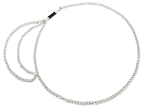 Daesar Bauchkette Damen Sexy, Körperkette Versilbert Multilayer Panzerkette mit Quasten Silber Taillenketten für Frauen