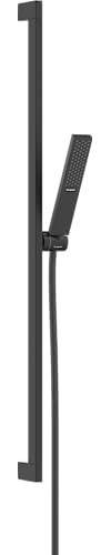 hansgrohe wassersparendes Duschset Pulsify E, Sparduschkopf 5l/min (EcoSmart+) mit Brausestange 90cm, Schlauch und Halterung, Stabhandbrause mit 1 Strahlart, Mattschwarz