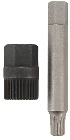 Alternator Spline Tool Alternator Pulley Wrench Kit 33 Teeth Spline Socket Drill Bit Puller Remover Tool Steel Replacement for Alternators Car Pulley Removal Decoupling Puller