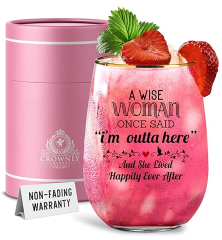 CROWNLY CRYSTAL® Personalised Woman Gin Glass Gift Presents for Her Birthday Red Wine Glasses Gift Set | Personalised Gifts