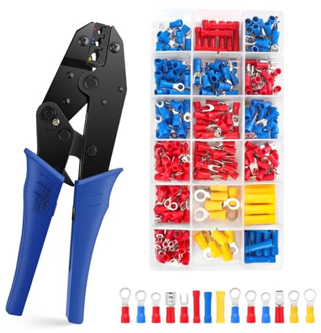 VFANDV Pince à Sertir, Pince a Sertir Cosse Electrique, 300 Cosses Electriques a Sertir 1.5-6 mm², Pince Sertir Cosse pour Installations Électriques et Réparations de Véhicules Bricolage (HS-30J)