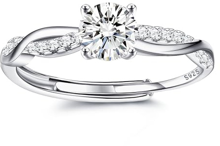 KRFY Bague Argent 925 pour Femme CZ Bague de fiançailles Promesse Bague d’éternité Mariage 925 Bague en Argent Réglable Bagues Ouvertes Réglables Bijoux Bague en Zircone Cubique pour Femme