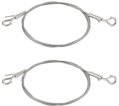 Sibba 2x Edelstahlseil Drahtseil Stahlseil mit Haken Fotoseil Bilder Aufhängen 2M Spiegel Bilderrahmen-Aufhängedraht Hängezubehör Edelstahlseil Aufhängung für Bildern Reklametafeln Panel Lampe Bis20KG
