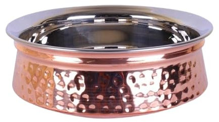 SDMAX Stainless Steel Copper Handi, Serveware and Tableware Bowl, Ethnic Looking, Serving Dish Handi for Home, Sauce Pot, Durable, Elegant and Attractive Design (13cm)