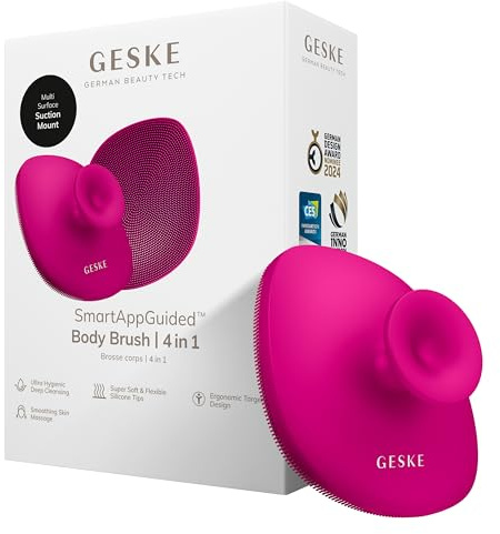 GESKE Body Brush | 4 in 1 | Spazzola detergente per tutto il corpo | SmartAppGuided™ | Pulizia profonda | Morbide setole in silicone | Design ergonomico | Deterge/massaggia