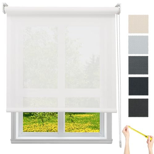 DECORESTOR Estor Enrollable Screen 3% Premium a Medida - Desde 40 a 300 cm de Ancho. Blanco. Intimidad y Aislamiento térmico. Stores Enrollables PVC para Ventanas y Puertas - 40 x 60 cm