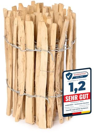 Garronda Gartenzaun zum Stecken aus Haselnüsse Zaun Garten Staketenzaun Beeteinfassung Holz Steckzaun Hochwertiger Gartenzaun für Ihren Garten GD-0079 (Lattenabstand: 7-8 cm, 50 cm x 500 cm)