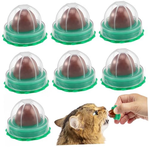 TOGEVAL 10 Stück Katzenminze Leckbälle Aus Fischleim Mit Wandklebender Rückseite Katzensnack Für Haustiere Und Kätzchen