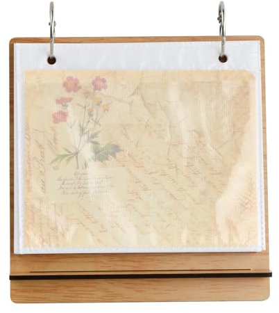 Fotoalbum Schreibtisch Kalender Album, Einsteckalbum in Holzfotorahmen, Fotoalbum Klein Aufsteller, Tabletop Flip Photo Frame Photo Album, Bietet Platz für 48 5-Zoll-Fotos