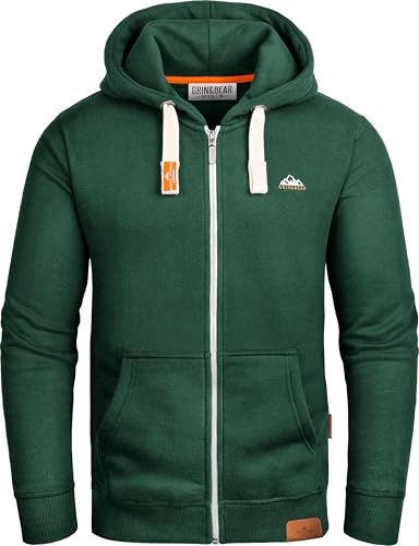 Grin&Bear Sudadera con Capucha para Hombres Chaqueta Pesada con Capucha GB022-Verde Oscuro-L
