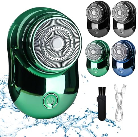 TBLMPNE 2025 Neu Mini Elektrorasierer Herren, IPX7 Wasserdicht, 2 in 1 Kabellos, Rotationsrasierer für Gesicht, Nass und Trocken, Grün