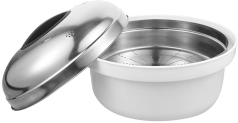 Cabilock Vaporiera Per Microonde in Acciaio Cestello e Coperchio Utensile Da Cucina Multiuso Per Cottura Vapore Di Gnocchi Verdure e Panini Adatta Per Uso Domestico
