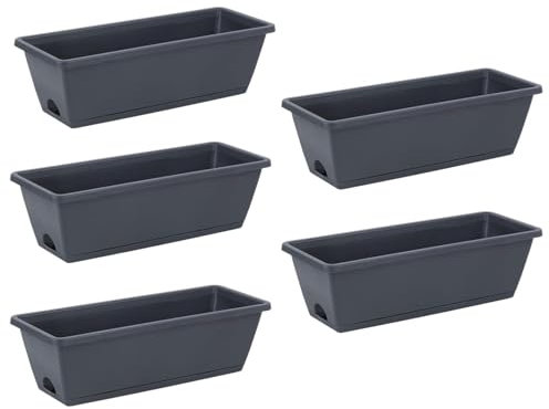 Caja de 5 plantas rectángulo florero, interior y exterior, rectangular, 19,49 x 7,48 x 5,91 pulgadas