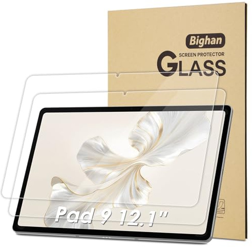 Bighan 2 Pack Screen Protector Compatible with Honor Pad 9 12.1'', 9H Hardness Tempered Glass Film Clear Anti-Bubble Full Coverage foil