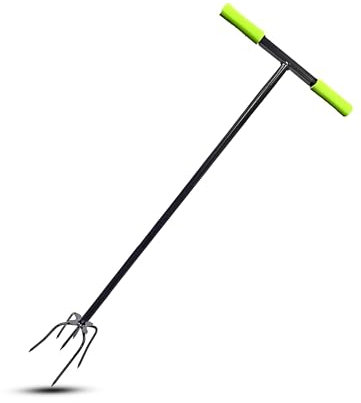 Garden Twist Cultivator Manual Hand Tiller with Long Handle, Heavy-Duty Carbon Steel Lawn Aerator & Soil Loosener, Ergonomic Grip Garden Claw Tool for Raised Beds Flower Boxes & Small Spaces
