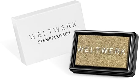 WELTWERK Stempelkissen wiederverwendbar [ungiftig & abwaschbar] – wasserbasiertes Pigmentkissen für Abdrücke –inkl. E-Book mit Bastelideen für Scrapbooking, Hochzeit, Weihnachten & Geschenke