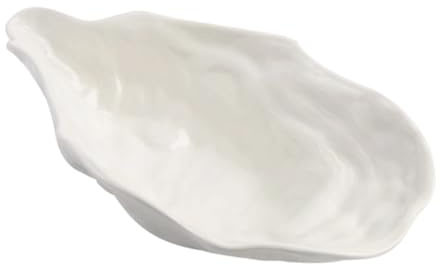 UKCOCO Plato de Cerámica para Servir Ensaladas y Mariscos Blanco Forma Irregular de Ostra Diseño Elegante y Versátil para Restaurantes y Hogares