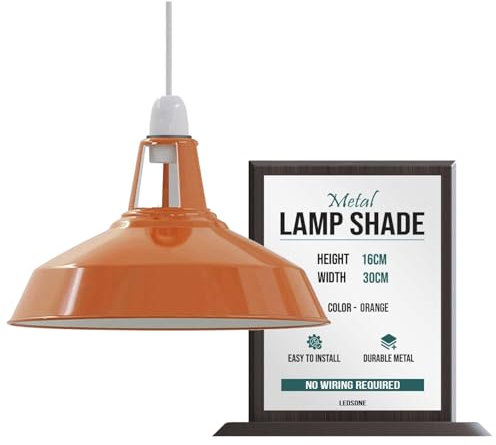 LEDSone Lampenschirme aus Metall im Vintage-Retro-Stil, antike Schirme für Deckenleuchten, Lampenschirme (Orange)
